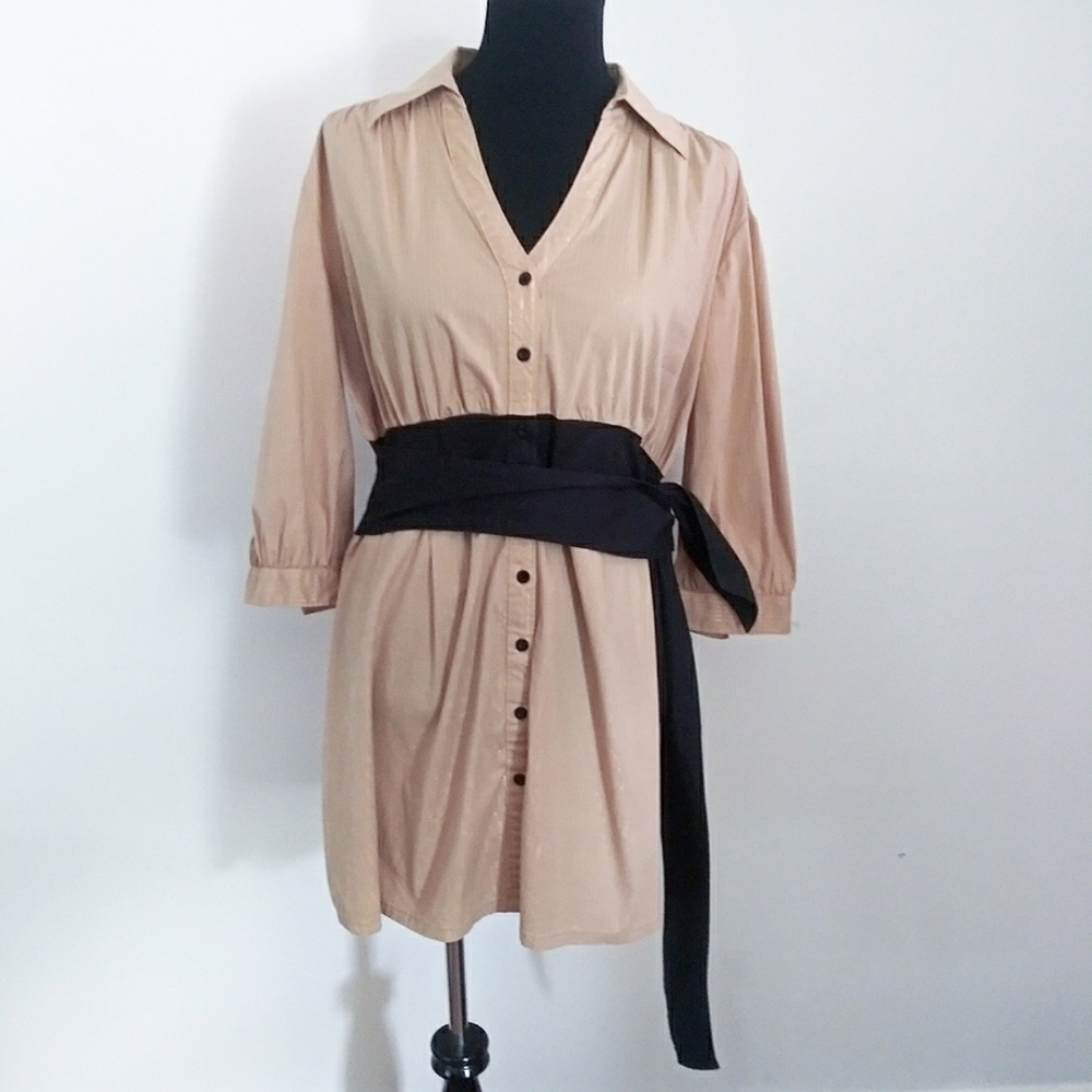 Bisou Bisou 3/4 sleeve button down dress